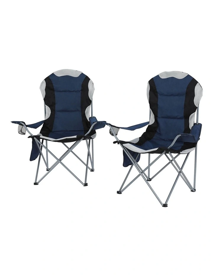 Camping Folding Chair Portable Outdoor Hiking Fishing Picnic 2pcs in Navy