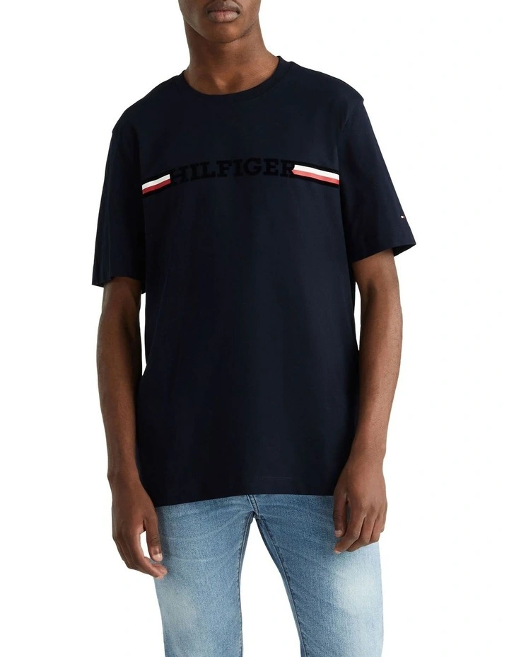 Monotype Graphic Flock Tee in Blue