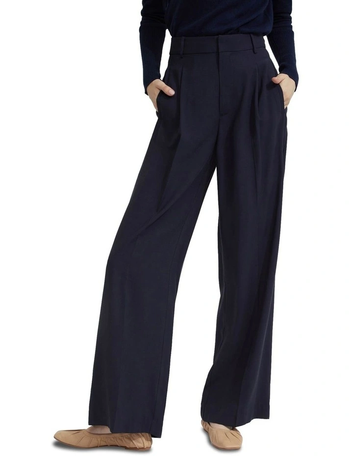 Hazel Wide Leg Trousers in Navy