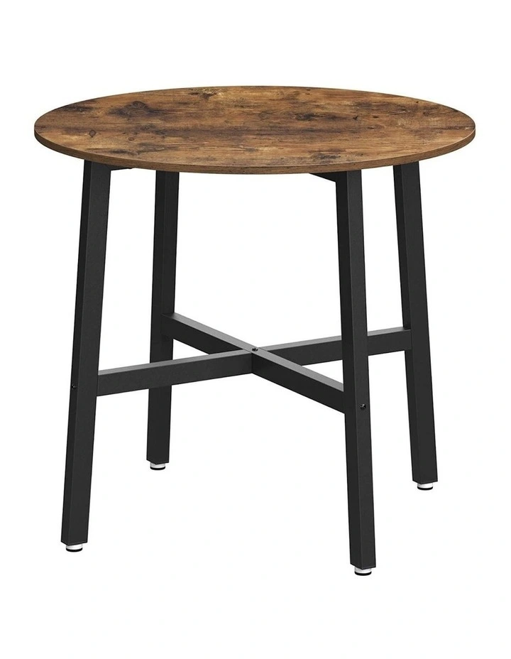 Round Kitchen Dining Table Industrial Style in Brown