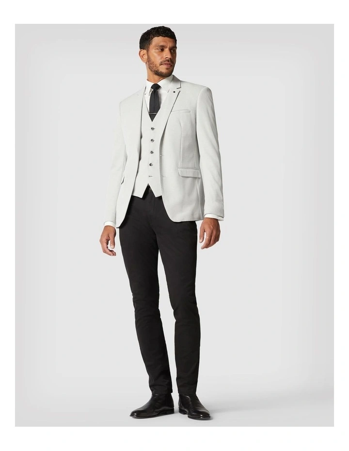 5 Buttoned Textured Tailored Vest in Bone