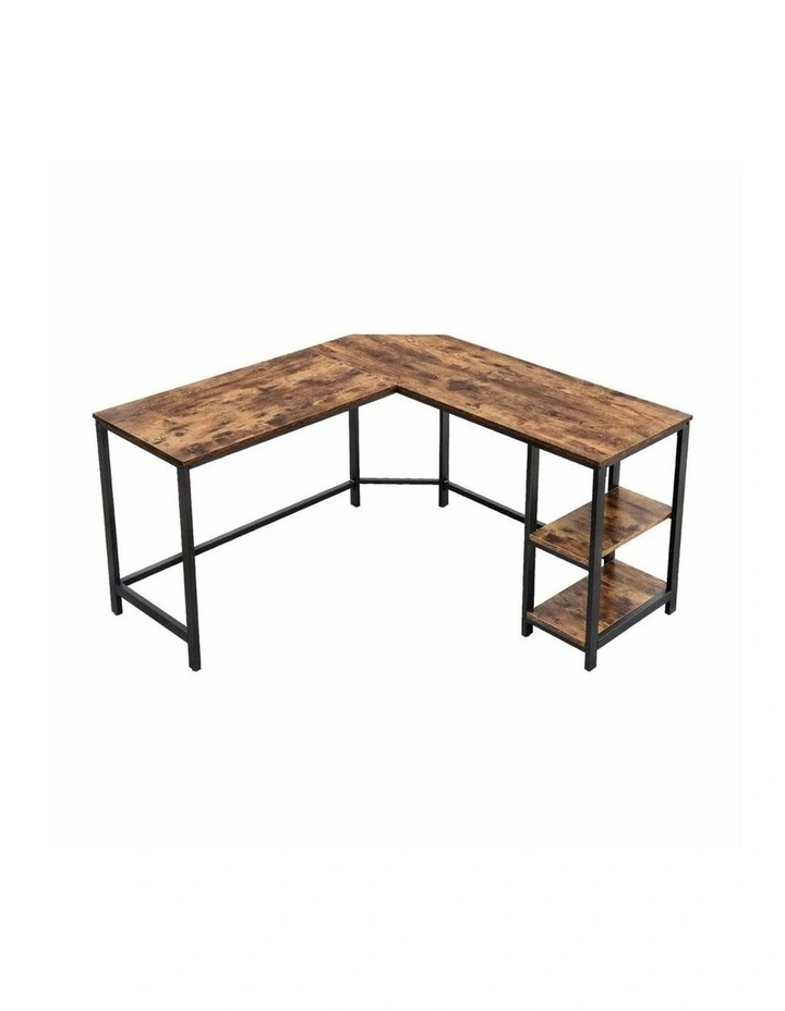 L-Shaped Computer Desk in Rustic Brown