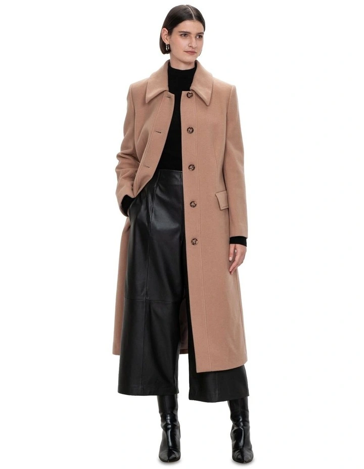 Wool Melton Coat in Biscuit