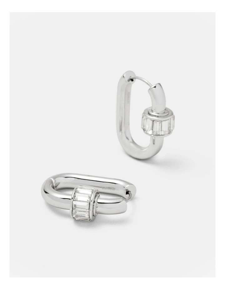 Descent Huggie Hoop Earrings in Silver