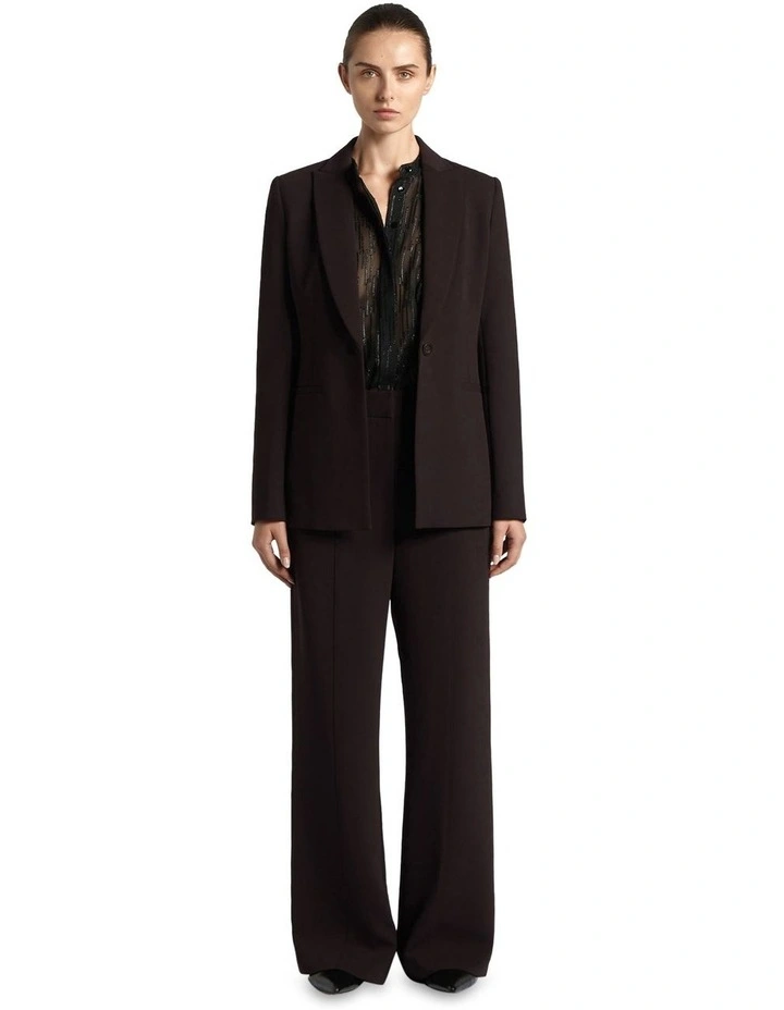 Twill Single Button Blazer in Black Cherry