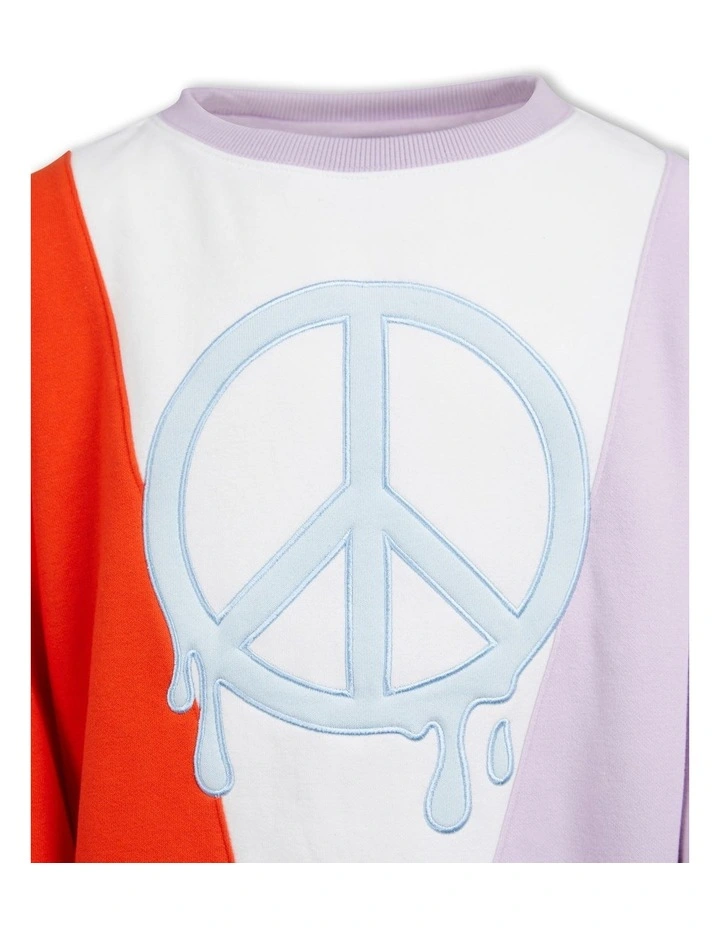 Drip Peace Crew Top (8-16 Years) in Multi