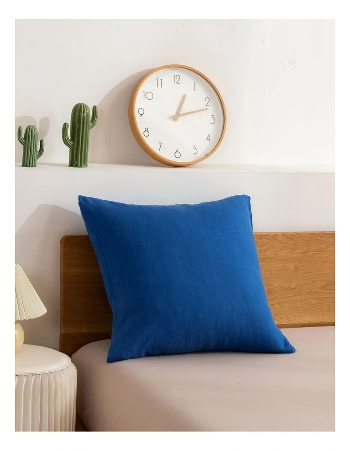 European Flax Linen Euro Pillowcase in Deep Blue