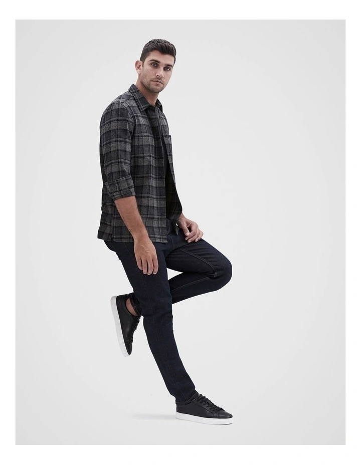 Grey Check Overshirt in Black/Grey