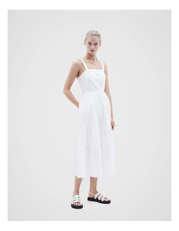 Broderie Midi Dress in White