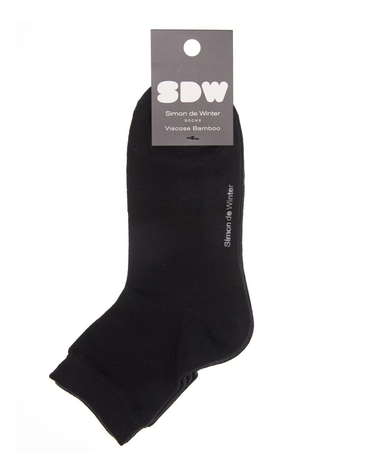 Plain Half Crew Socks 2 Pack in Black