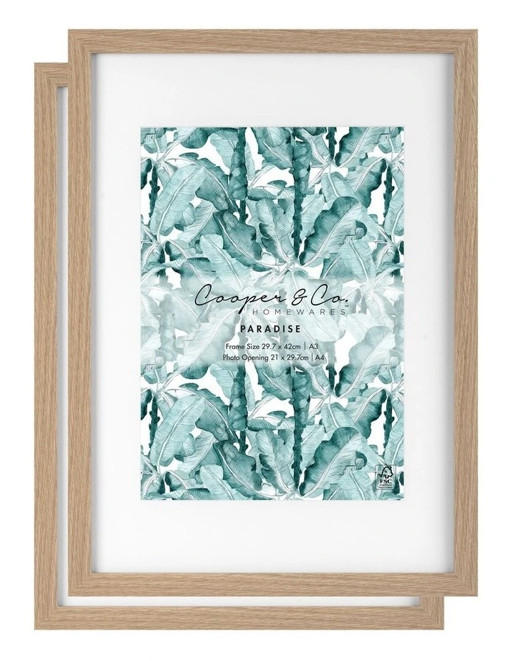 Premium Paradise Photo Frames 29.7x42cm Matt to 21x29.7cm Set Of 2 in Oak