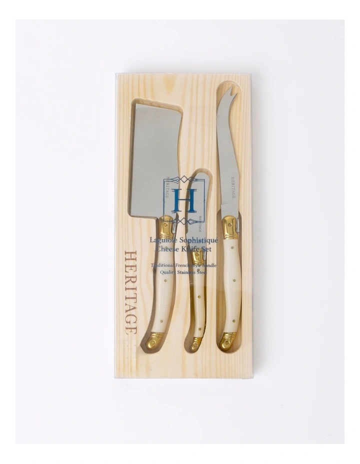 Laguiole Sophistique 3pc Cheese Knife Set in Ivory