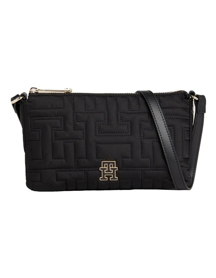 Chic Monogram Quilting Recycled Crossover Bag in Black