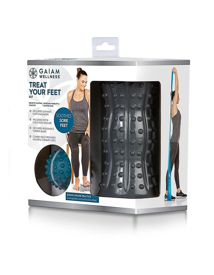 Treat Your Feet Kit Foot Roller Massager in Black/Blue
