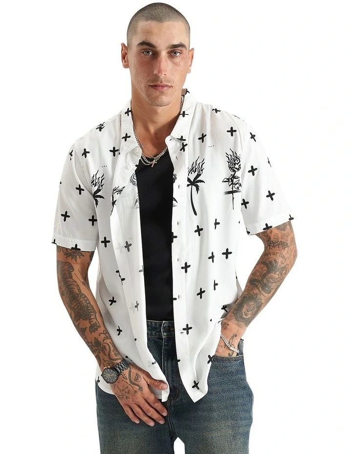 Desert Rose Party Shirt in White
