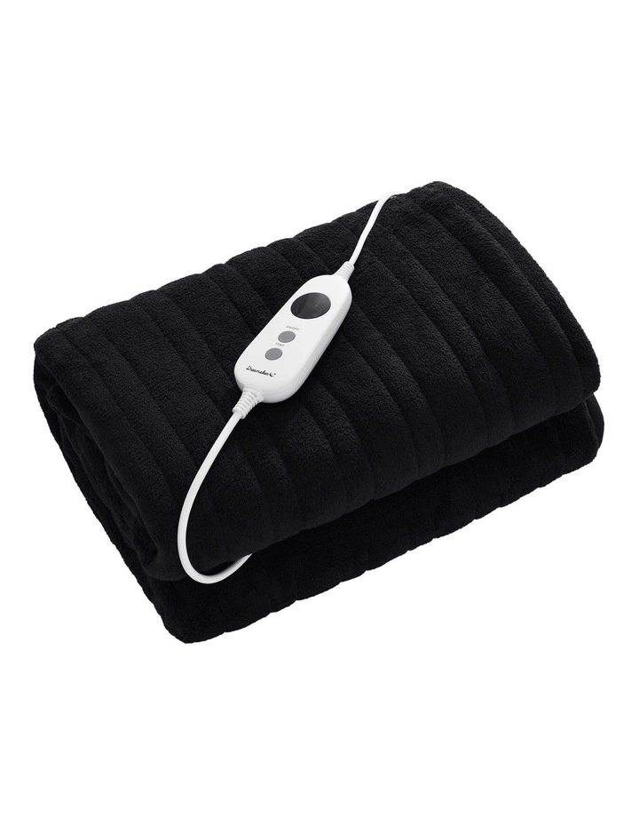 Coral Fleece Electric Heated Throw Blanket in Black