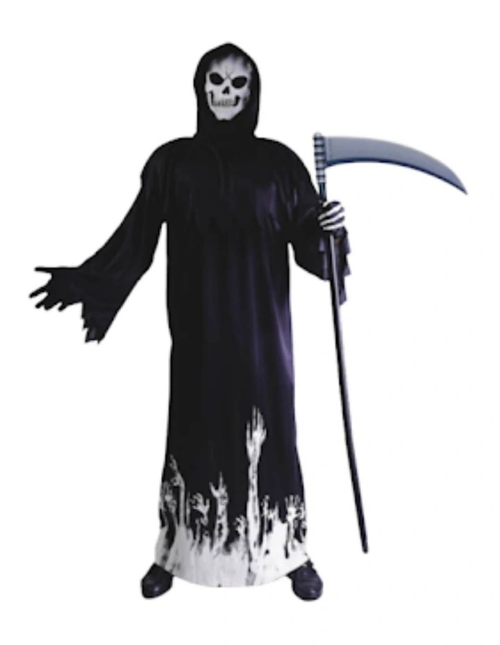 Glow in the Dark Skeleton Reaper Halloween Costume in Multi