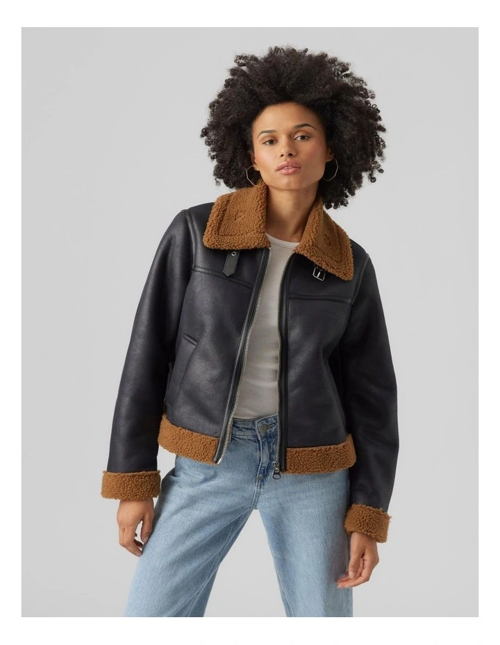 Manhattan Short Aviator Jacket in Black