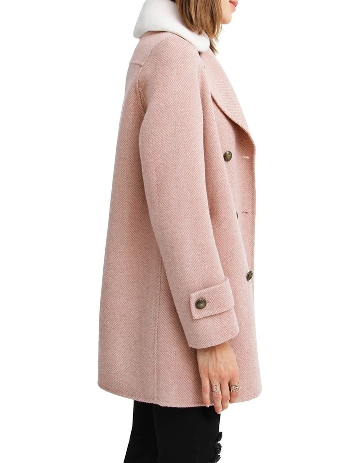 Liberty Sherpa Collar Wool Blend Coat