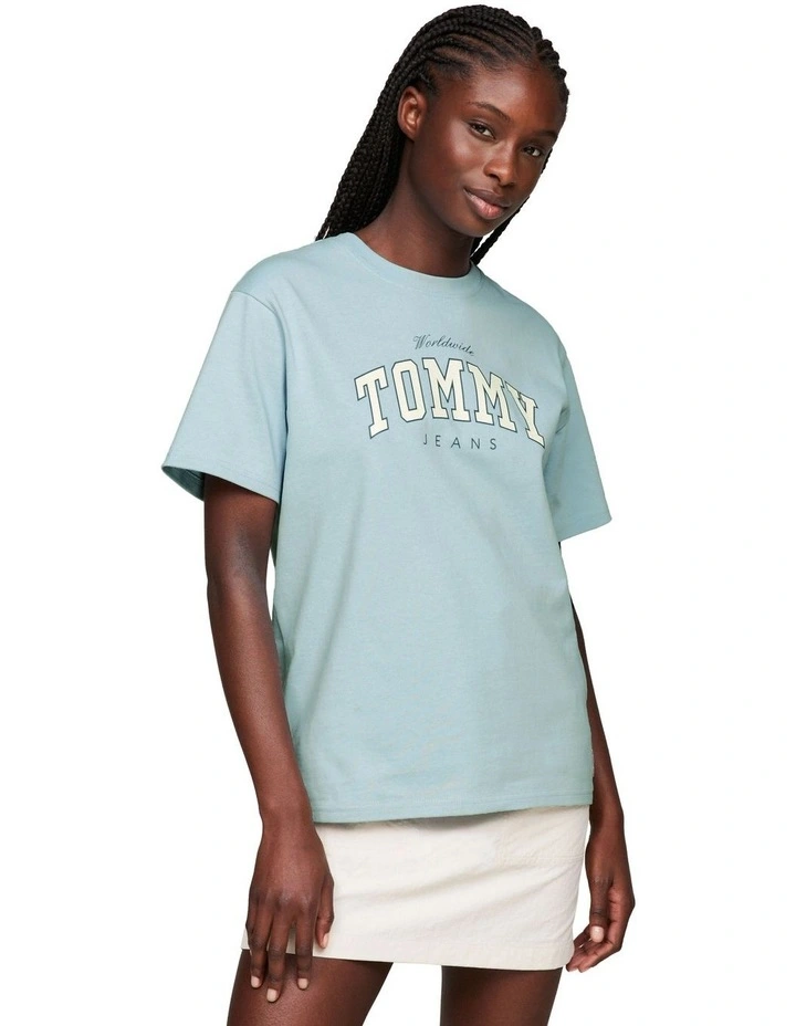 Varsity Logo Relaxed Fit T-Shirt in Blue