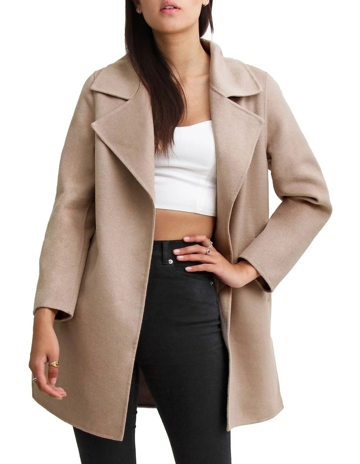 ExBoyfriend Sand Wool Blend Oversized Jacket