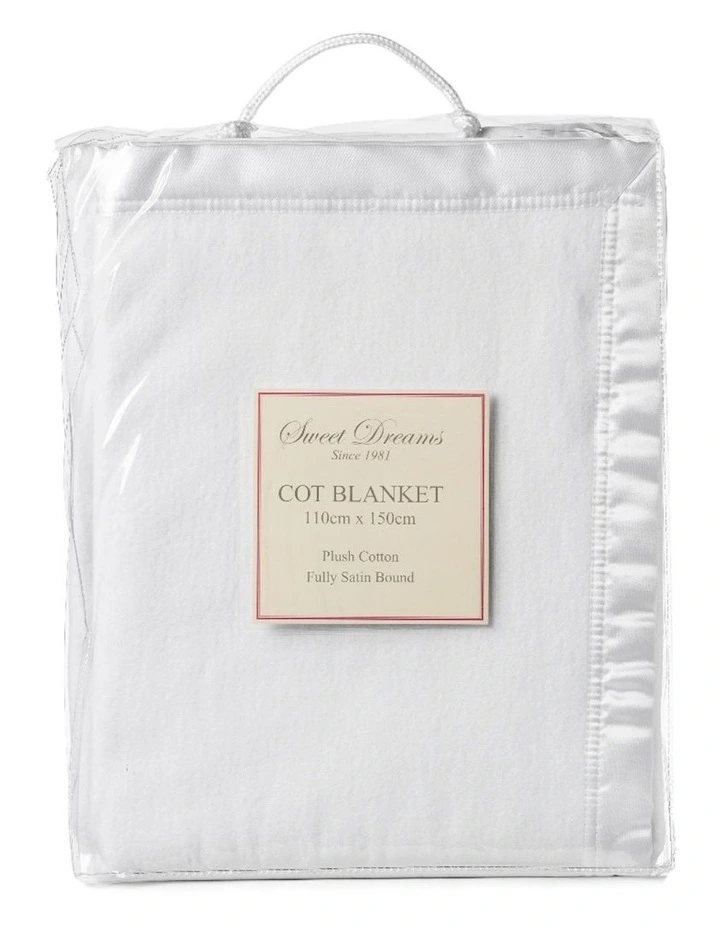 Cot Cotton Fleece Blanket in White