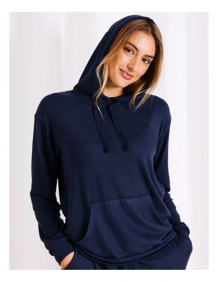 Supersoft Hooded Long Sleeve Top in Navy