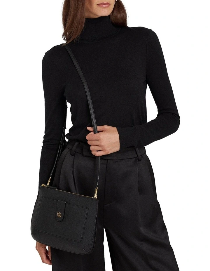 Jamey 27 Zip Top Crossbody Bag In Black