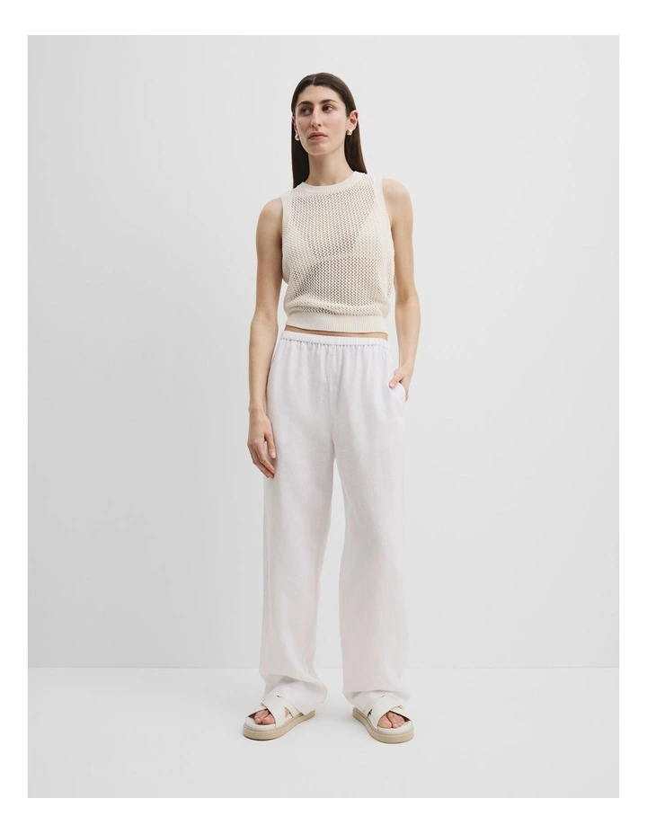 Organically Grown Linen Pull-on Pant in White