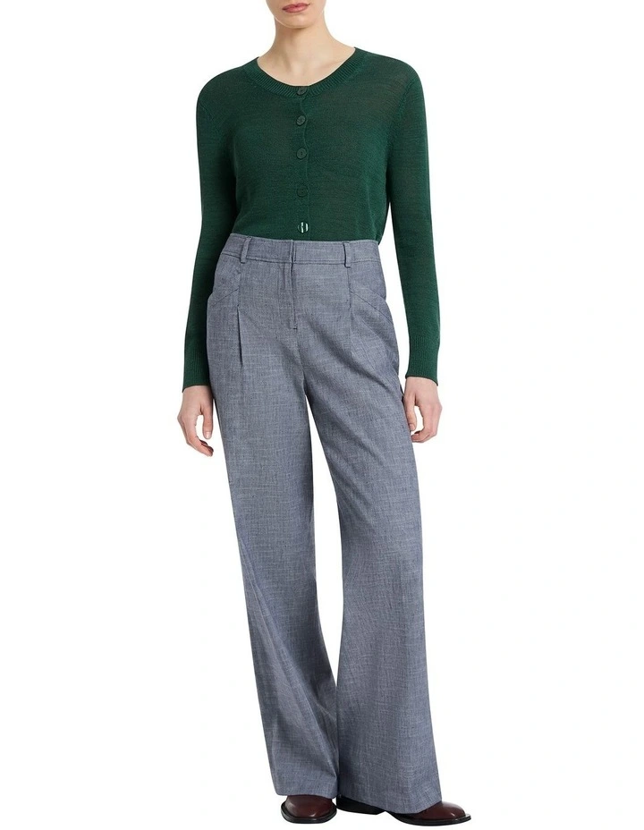 Isla Linen Mix Cardigan in Teal Green