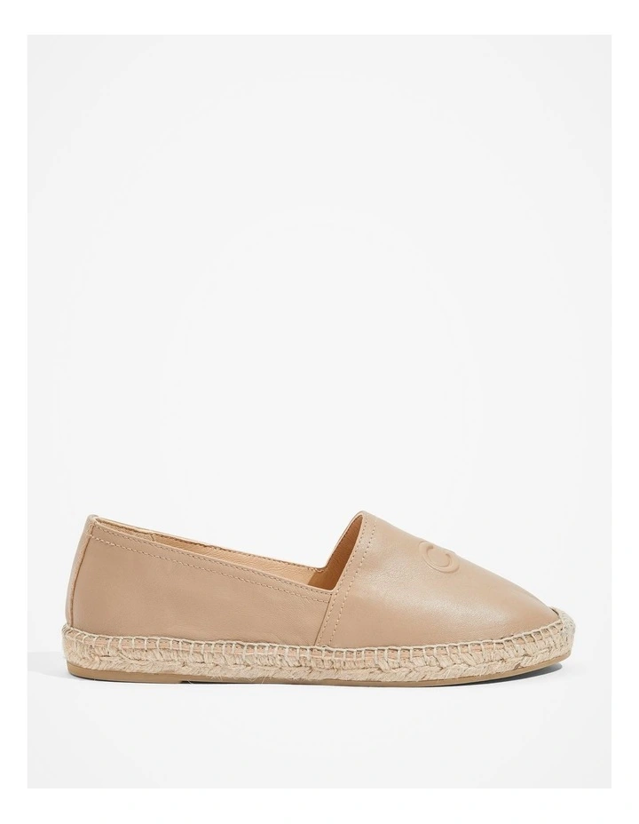 CR Logo Leather Espadrille in Dark Camel