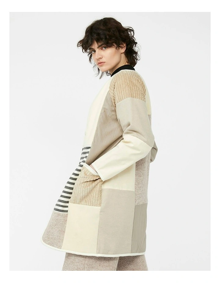Mosaic Reversible Coat in Cream/Beige