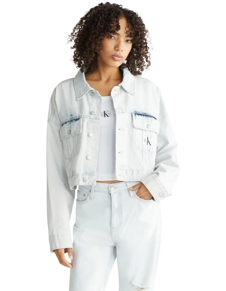 Extra Oversize Crop Jacket in Denim Light