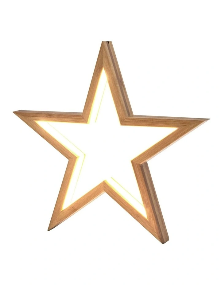Large Bamboo Star LED Hanging Lights 4x in Natural