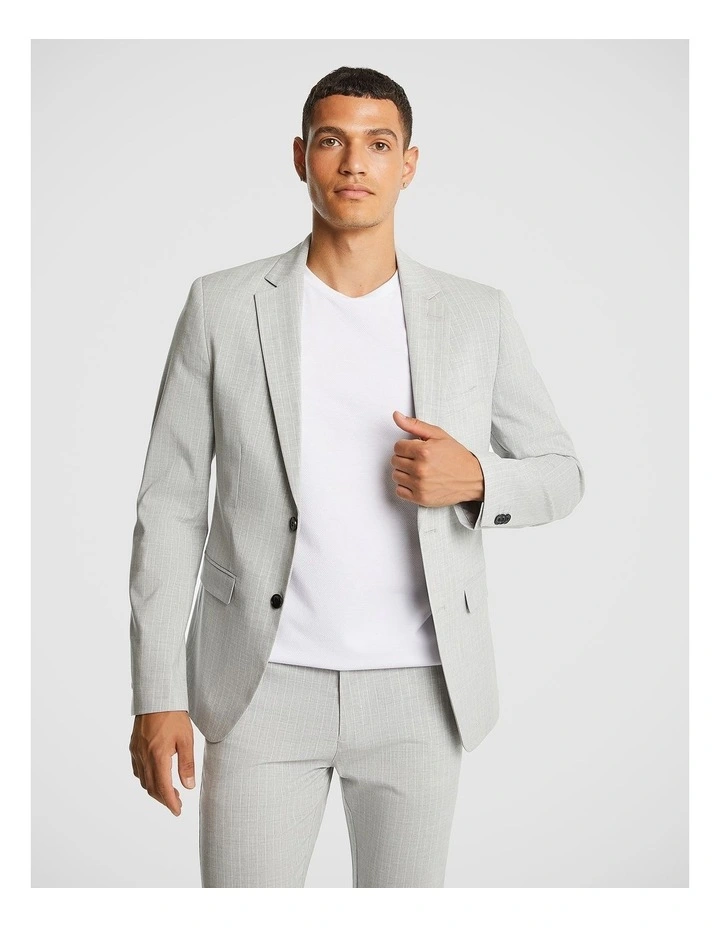 Capone Pinstripe Blazer in Light Grey