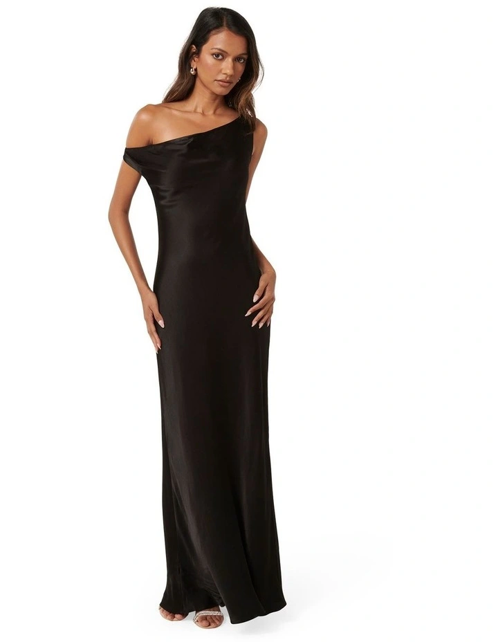 Blake Tipped Shoulder Maxi Dress in Black