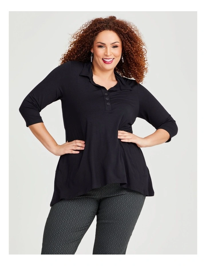 Collar Bamboo Top in Black