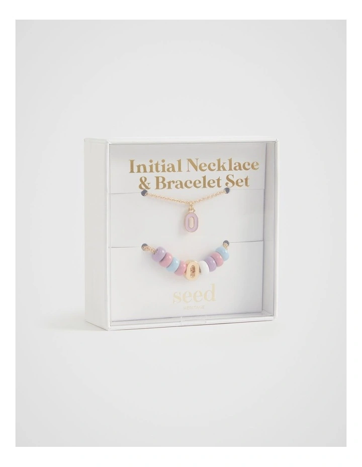 Initial Necklace and Bracelet Set in Multi