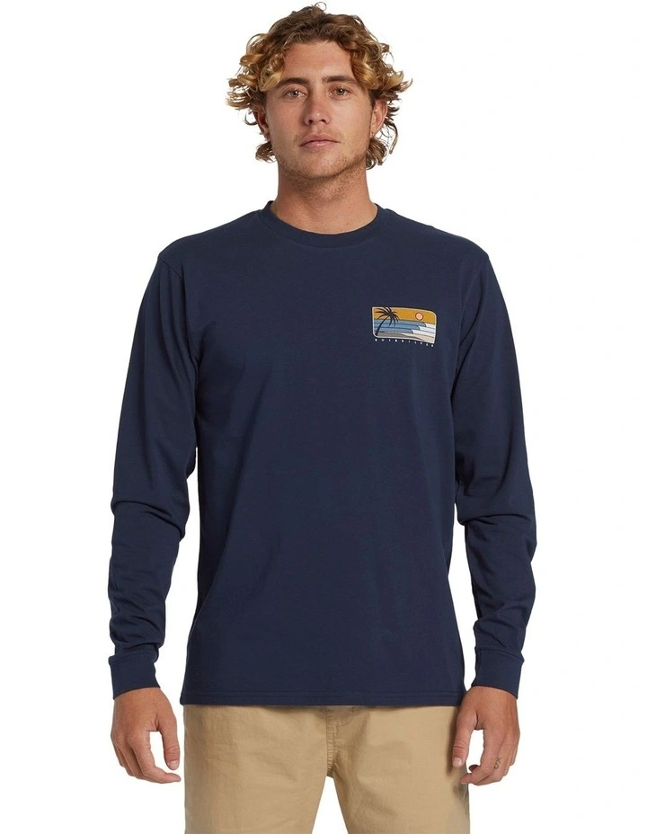 Line Up Long Sleeve T-shirt in Dark Navy