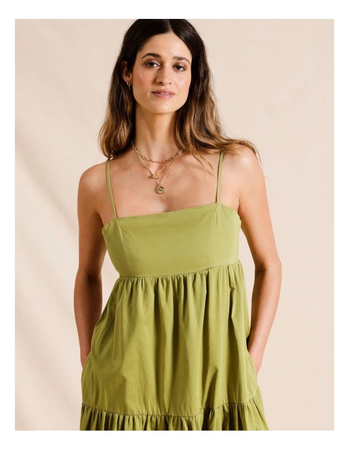 Strappy Swing Midi Dress in Khaki