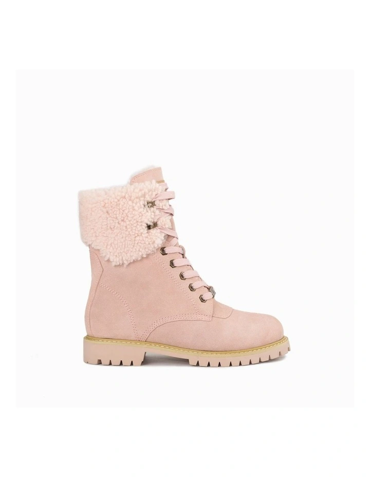 Liliana Shearling Zip Boots in Dustypink