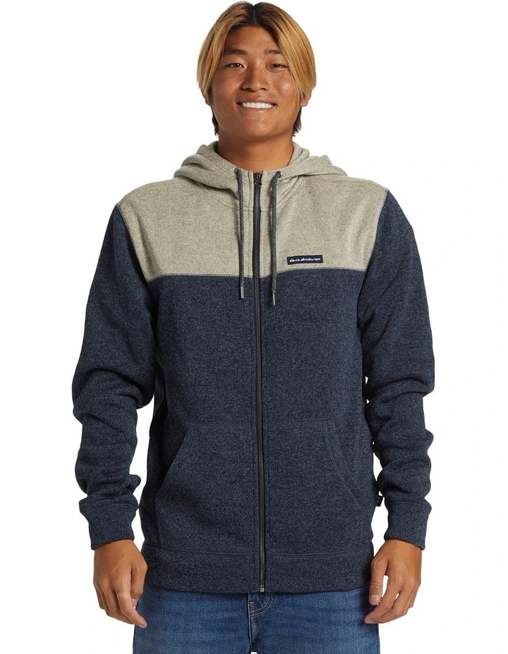Kellor Block Zip Thru Fleece Jacket in Dark Navy