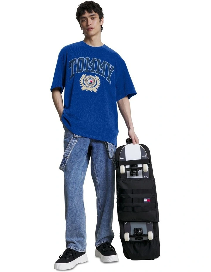 College Logo Oversized Fit T-Shirt in Blue