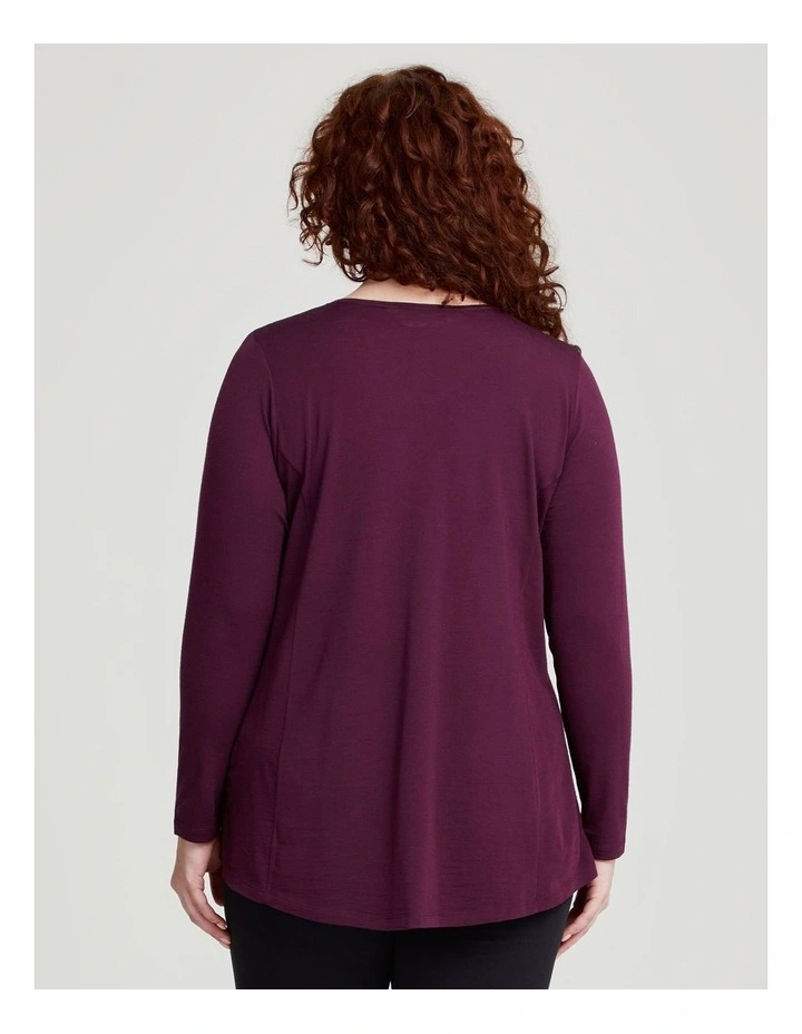 Wool Bamboo V-Neck Top in Merlot