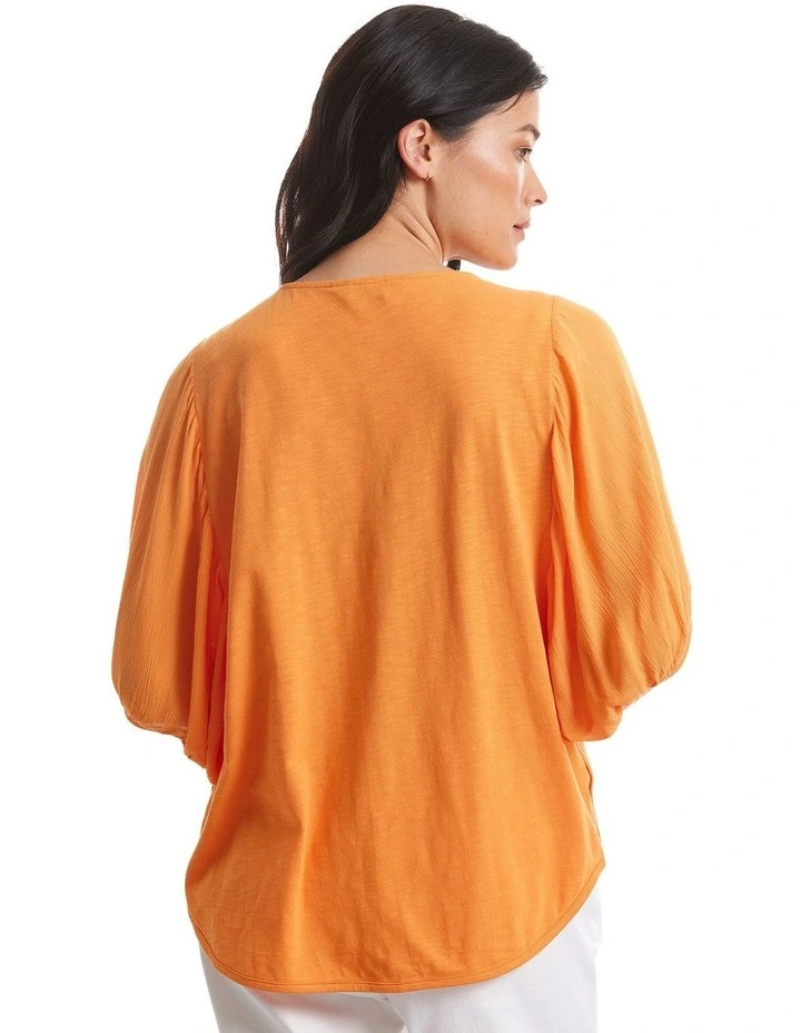 Circle Sleeve Tee in Sunrise Orange