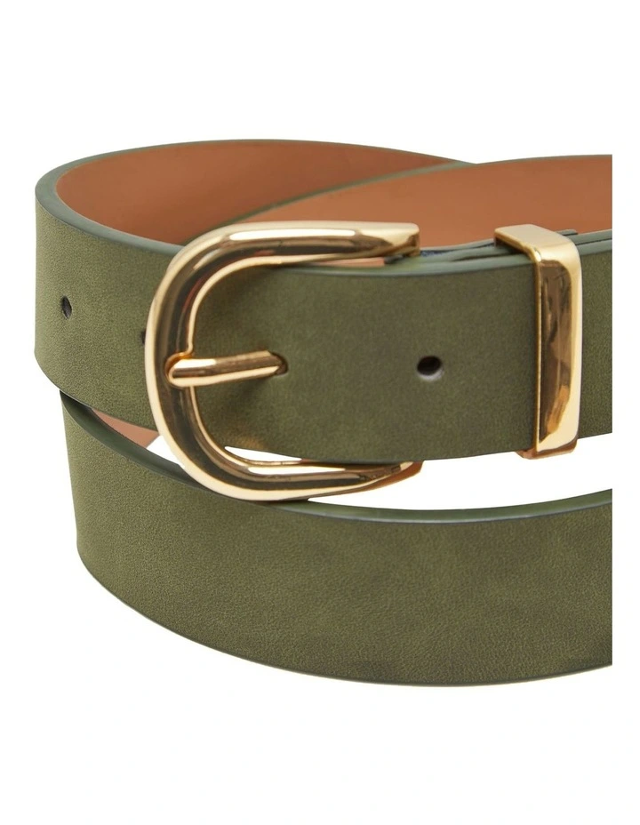 Stella Nubuck Leather Belt in Olive