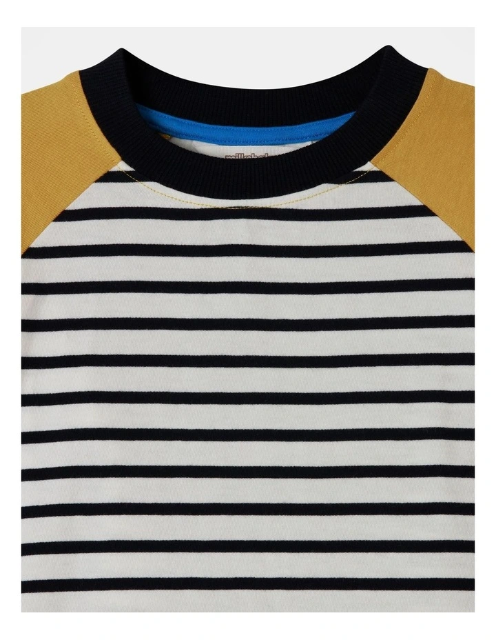Long Sleeve Splice Tee in Mustard
