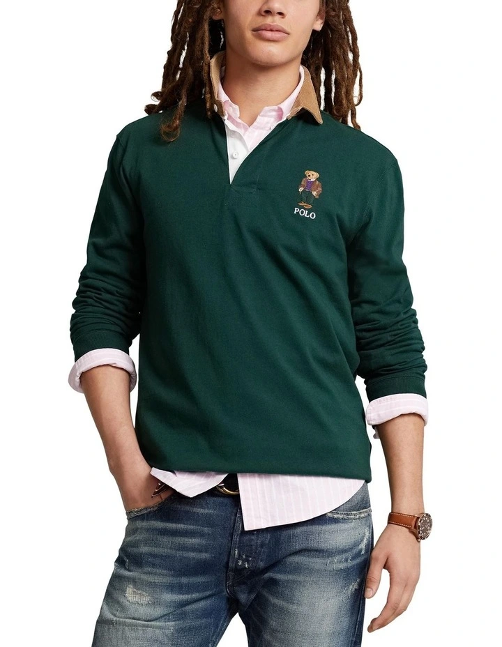 Classic Fit Polo Bear Rugby Shirt in Green
