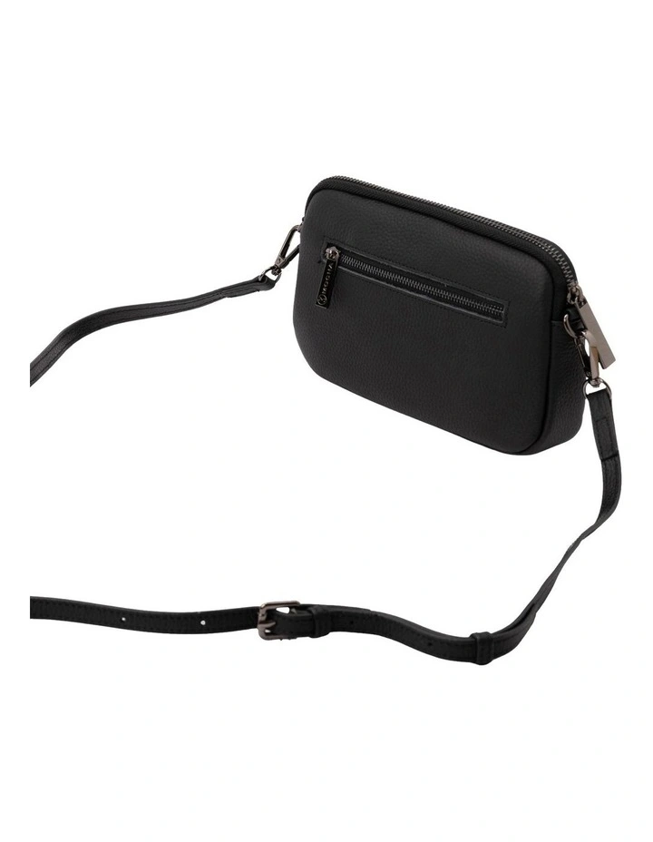 Rebecca Leather Quilted Crossbody Bag in Black