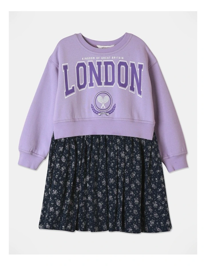 Sweat Top Skirt Dress (3-8 Years) in Lilac
